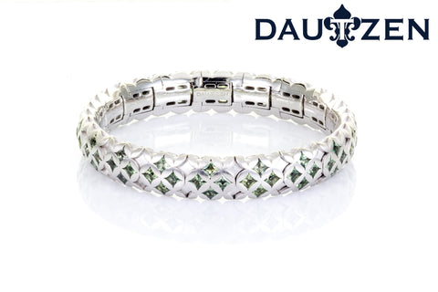 Silver bracelet tetrafoil with gems