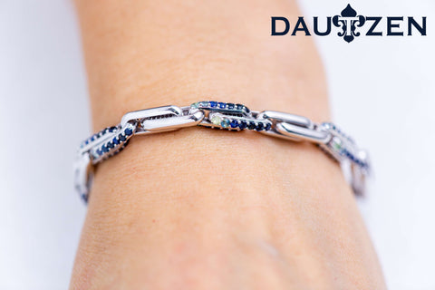 Silver bracelet delicate chains alternate links
